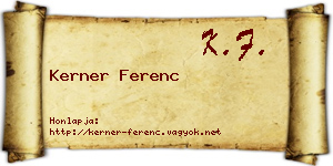 Kerner Ferenc névjegykártya